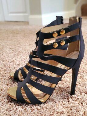 Qupid Dark Blue/Navy Strappy High Heels Size 6 - New Never Worn